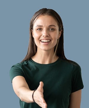 Woman is excited to make a deal and shake hands